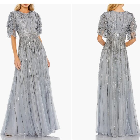Goodnight Macaroon Dresses & Skirts - MAC DUGGAL 93582 EMBELLISHED FULL LENGTH LAYERED SLATE BLUE GOWN sz 12